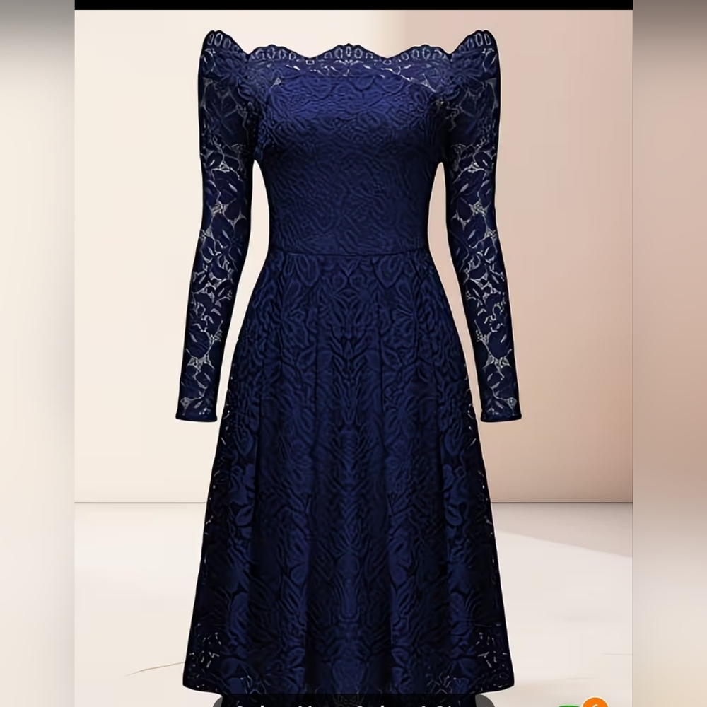 Blue Lace dress knee length 2X